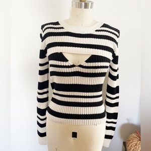 Maeve by Anthropologie Black and Cream Two Piece Sweater Set Size Small